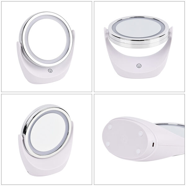 Kosmetikspiegel mit LED Beleuchtung, wiederaufladbarer Akku, Wei&szlig; image number 5