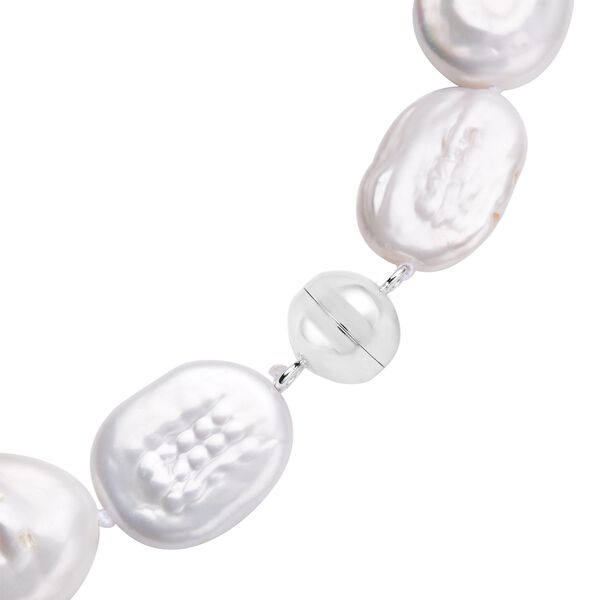 Wei&szlig;e Keshi Perlen-Halskette, ca. 50 cm, 925 Silber rhodiniert image number 5