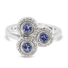 Tansanit und Zirkon-Ring, 925 Silber platiniert  ca. 0,86 ct image number 0