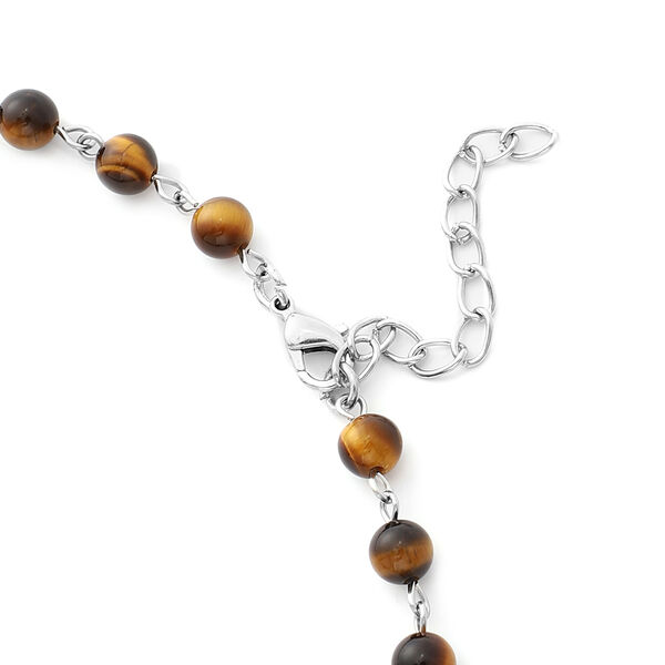 Gelbe Tigerauge Halskette, ca. 45+5 cm, silberfarben ca. 78,50 ct image number 5