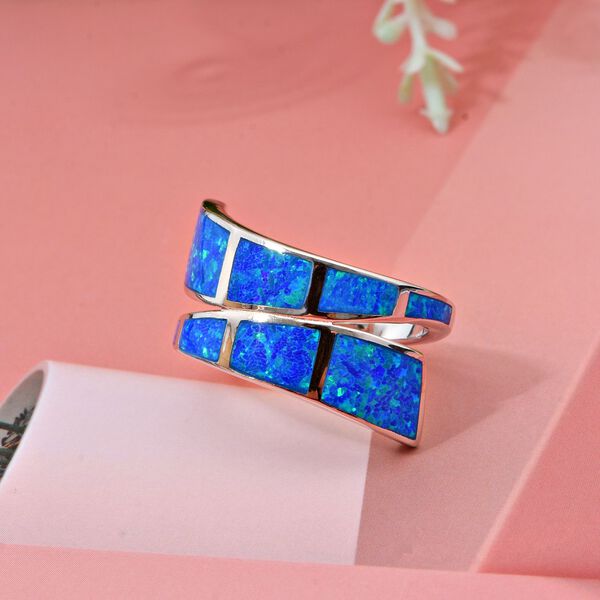 Simulierter blauer Opal Bypass Ring image number 1
