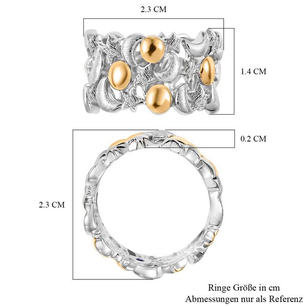 GP - Kanchanaburi Blauer Saphir Ring 925 Silber vergoldet und platiniert (Größe 21.00) image number 9