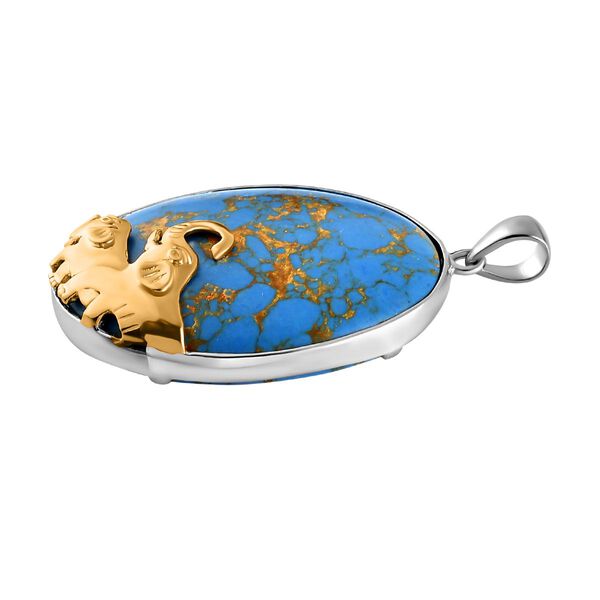 Zweifarbiger, blauer Mojave T&uuml;rkis Solit&auml;r Anh&auml;nger in Silber, 59,70 ct. image number 5