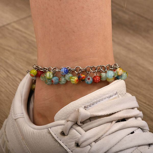 Mehrfarbiges Armband/ Fußkettchen im Murano-Stil, 19+10cm image number 9