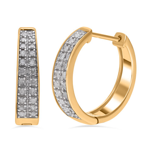 Weißer Diamant P Ohrringe 925 Silber Gelbgold Vermeil ca. 0,33 ct. image number 0