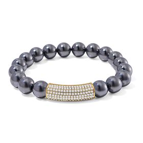 Terahertz, Weißer Zirkonia Armband, flexibel, Messing, vergoldet