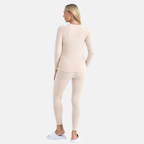 LA MAREY - Damen-Pyjama-Set aus Viskose, zweiteilig, Beige, Größe L image number 2