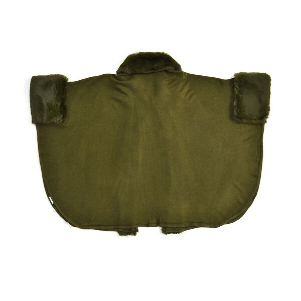 LA MAREY - Stilvoller langer Mantel mit Kunstpelzrand, 108x80cm, Grün image number 5