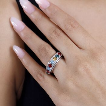 J Francis gefertigt mit SWAROVSKI- Mehrfarbiger Swarovski Kristall Spinning-Ring