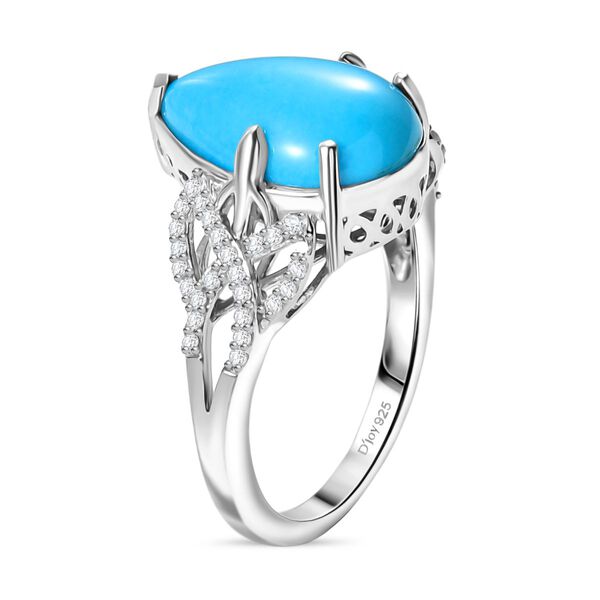 D'Joy AA Sleeping Beauty T&uuml;rkis, Wei&szlig;er Zirkon Ring 925 Silber rhodiniert (Gr&ouml;&szlig;e 18.00) ca. 4.86 ct image number 5