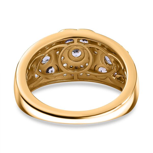 Tansanit, Weißer Zirkon Ring 925 Silber 750 Gelbgold Vermeil (Größe 21.00) ca. 1,61 ct image number 6