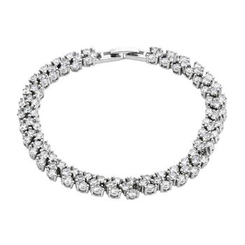 Wei&szlig;er Zirkonia Armband ca. 19 cm Nickelfreies Messing, Silberfarben