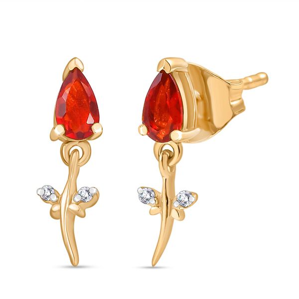 D'Joy AA mexikanische Kirschfeuer-Opal und Zirkon Ohrringe - 0,38 ct.