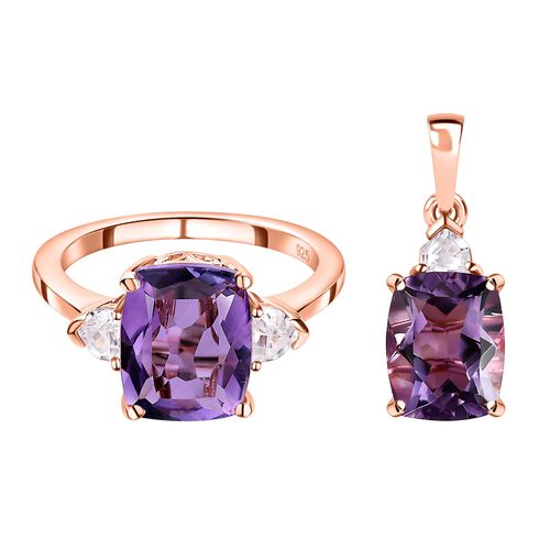 Rose De France Amethyst Schmuckset 925 Silber Roségold Vermeil ca. 6,30 ct. image number 0