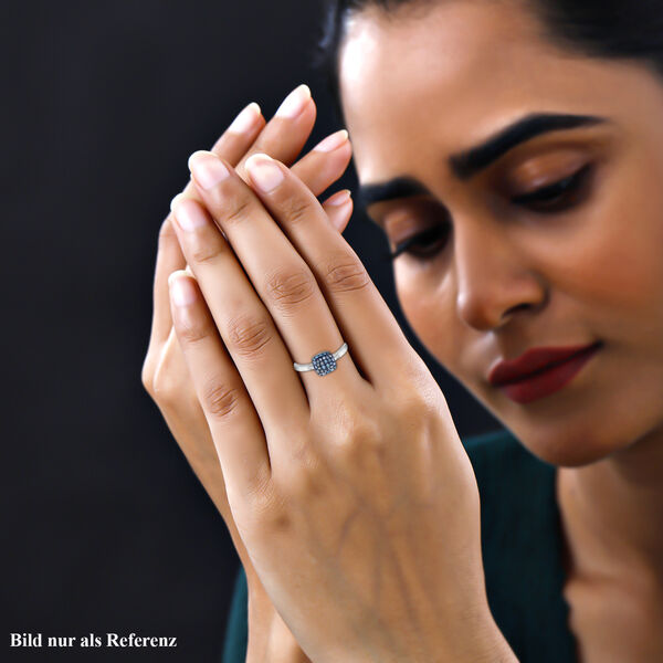 Blauer Diamant Ring, 925 Silber platiniert (Größe 18.00) ca. 0.25 ct image number 3
