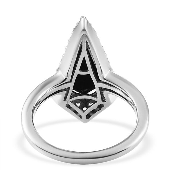 Schwarzer Turmalin und Zirkon-Ring, 925 Silber platiniert  ca. 3,62 ct image number 6