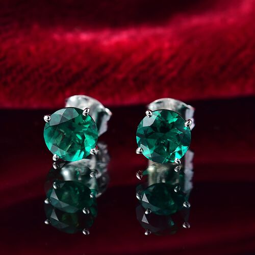 AAA Lab Grown Smaragd Ohrringe 417 Gold ca. 3,12 ct. image number 1