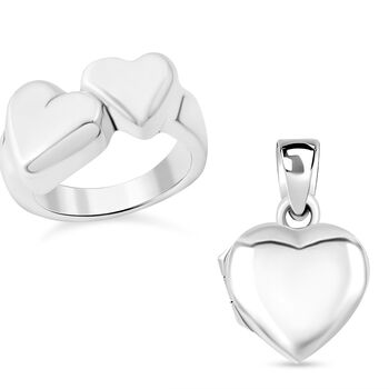 Herz Ring und Medaillon-Anh&auml;nger