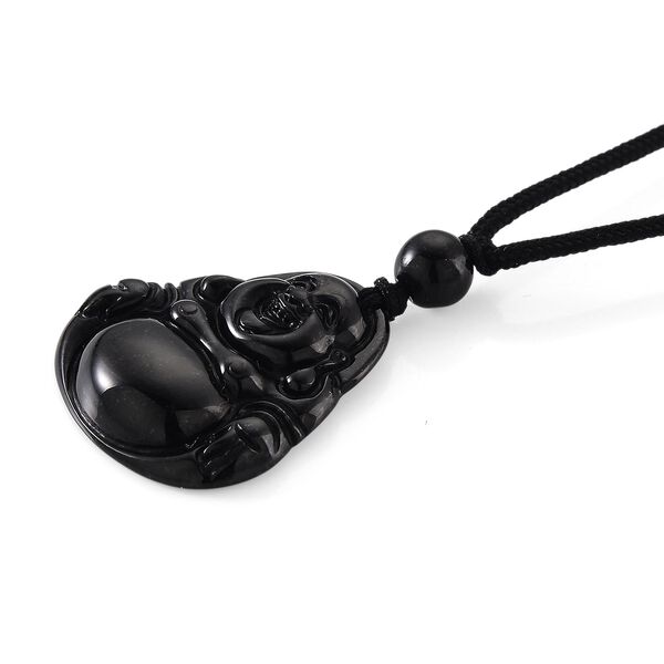 Majestätischer Wächter - Schwarzer Jadeit-Buddha Halskette Flexibles (ca. 66 cm) ca. 18,00 ct. image number 3