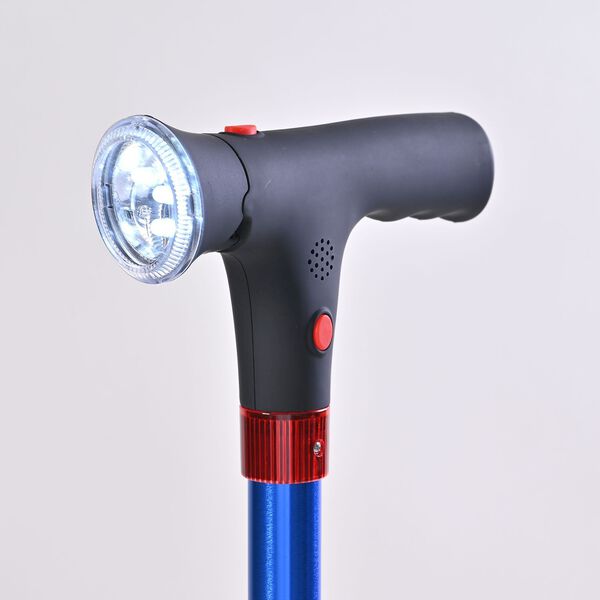 Klappbarer Smart-Walking-Stick mit drehbarem LED-Frontlicht und SOS-Alarm, Blau image number 1