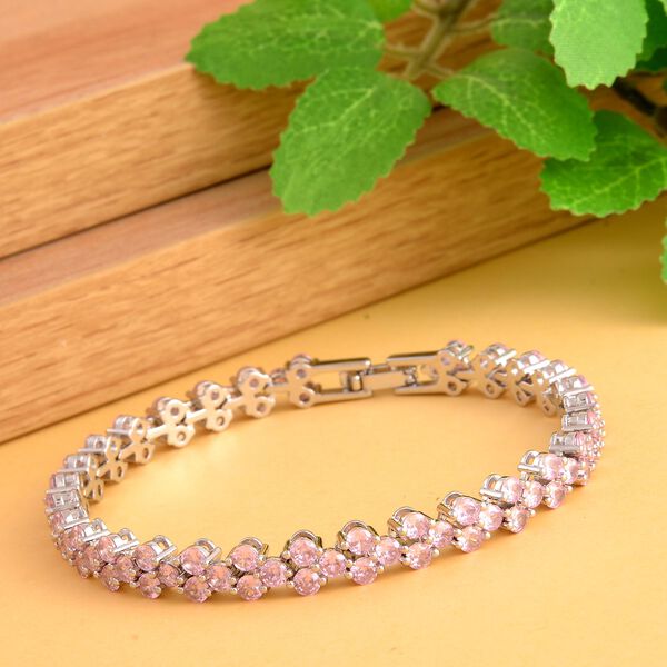 Rosa Zirkonia Armband, ca. 20 cm, Messing ca. 17,50 ct image number 2