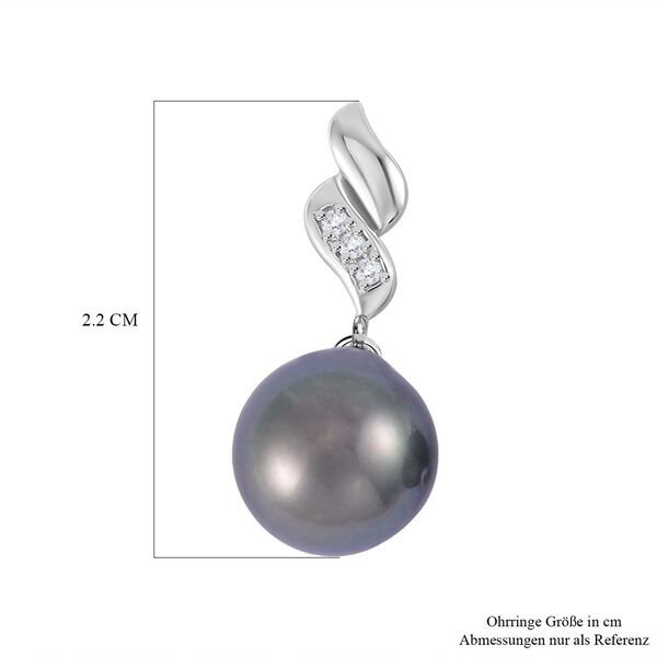 10-11 mm Tahiti Perle und Zirkon-Ohrringe - 0,10 ct. image number 5