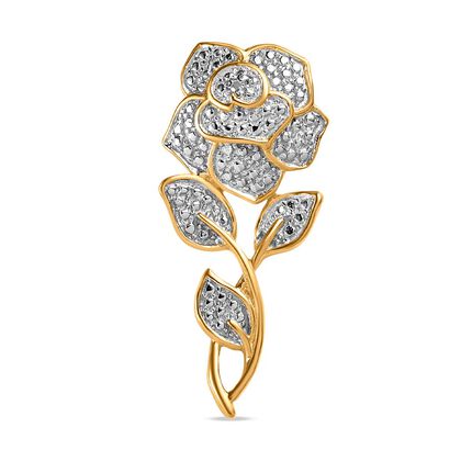 Weißer Diamant Anhänger, 925 Silber Gelbgold Vermeil