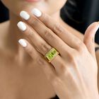 Natürlicher Peridot, weißer Zirkon Ring, Edelstahl vergoldet (Größe 20.00) ca. 3.64 ct image number 2