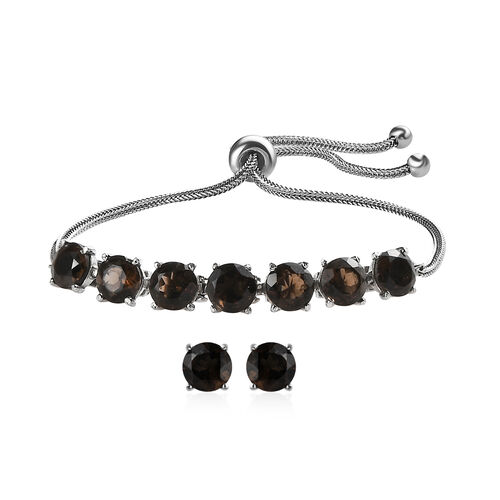 Rauchquarz Schmuckset  Edelstahl ca. 10,05 ct. image number 0