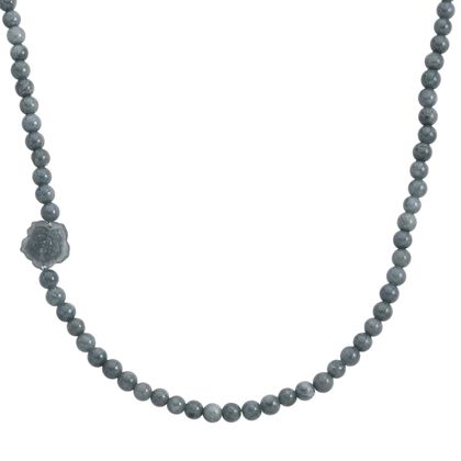 D'Joy Nat&uuml;rlicher Olmek Jadeit Halskette ca. 50 cm 925 Silber rhodiniert ca. 170,00 ct.