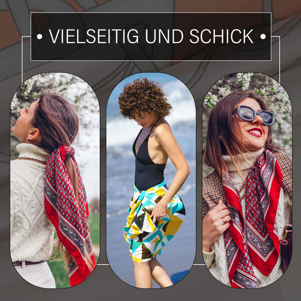 LA MAREY - 100% Maulbeeren-Seidenschal, Chiffon, 55x170 cm, Orange und grau image number 5