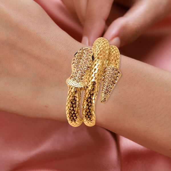 Kristall Schlange gewundenes Armband in Goldton - 1,70 ct. image number 3