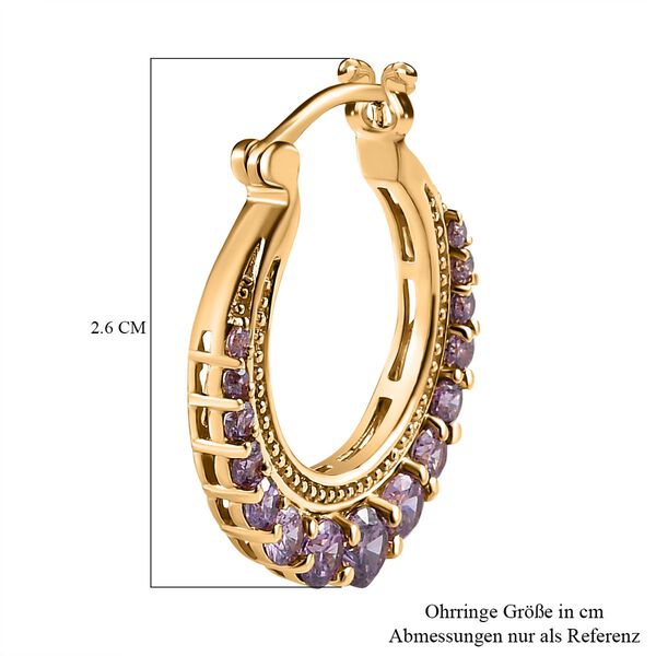 Amethyst Zirkonia Ohrringe, Nickelfreies Messing vergoldet image number 6