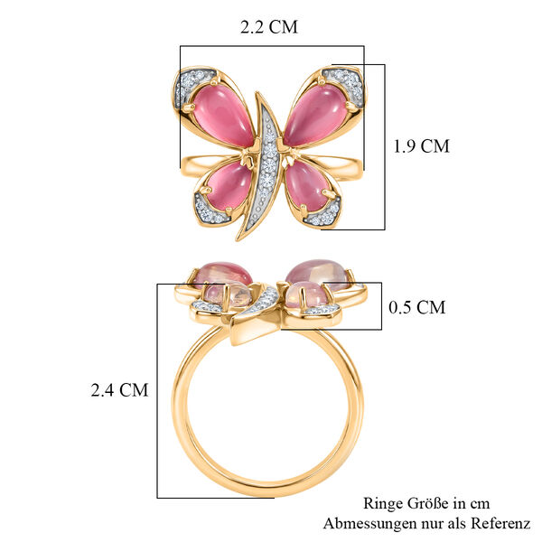 D'Joy Flamingo Mondstein Ring 925 Silber 750 Gelbgold vermeil (Gr&ouml;&szlig;e 18.00) ca. 3,08 ct image number 6