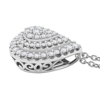 LUXURIANT SGL zertifizierter VS Labor Diamant Anh&auml;nger mit 45cm Kette, 925 Silber rhodiniert - 1 ct.