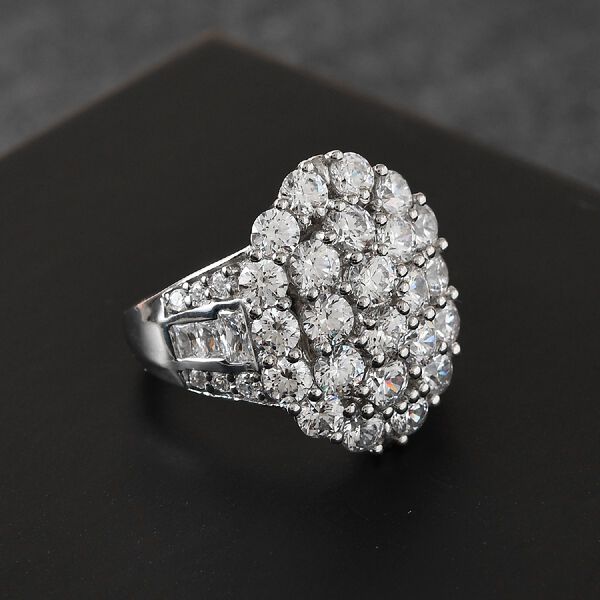 LUSTRO STELLA Hergestellt mit ZIRKONIA Ring 925 Silber Platin-&Uuml;berzug (Gr&ouml;&szlig;e 17.00) ca. 7,97 ct image number 2