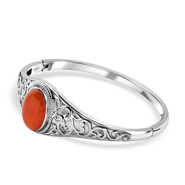 Roter Achat Armreif ca. 19 cm Edelstahl ca. 11.25 ct image number 4