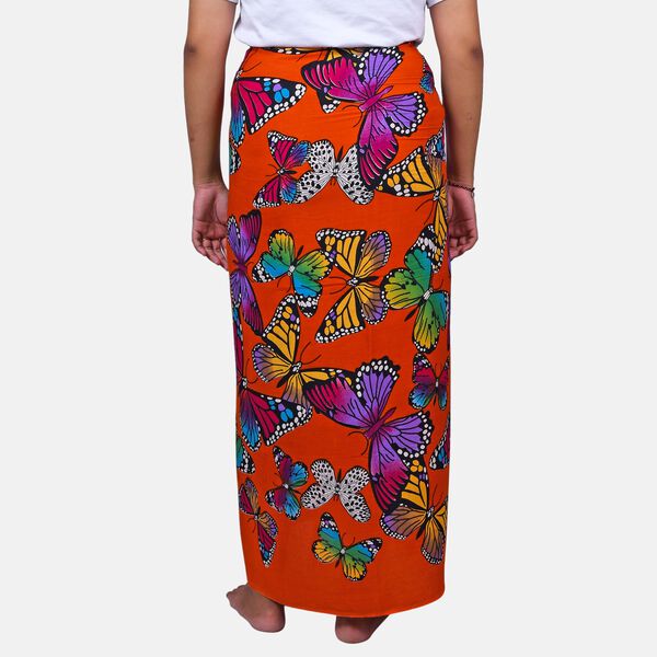 Bedruckter Sarong aus Viskose, Schmetterling Muster, Orange image number 1