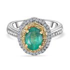 AAA Smaragd, Natürlicher gelber Diamant Ring 585 Gold (Größe 16.00) ca. 1,46 ct