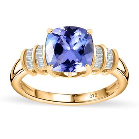 AA Tansanit und Diamant Ring in 375 Gold - 2,31 ct.