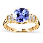 Premium Tansanit, Weißer Diamant Ring 375 Gold (Größe 19.00) ca. 2.31 ct