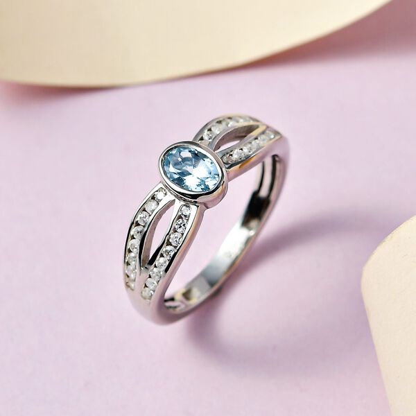 Espirito Santo Aquamarin Ring, 925 Silber platiniert, ca. 1,04 ct image number 2