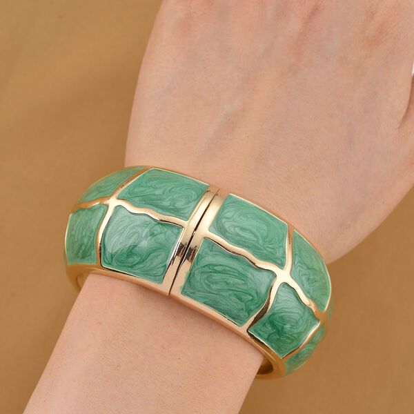 Emaille-Armreif mit Karomuster, ca. 18,5 cm, grün emailliert image number 2