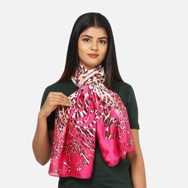 100% nat&uuml;rlicher Satin Seiden Schal, Rosa image number 3