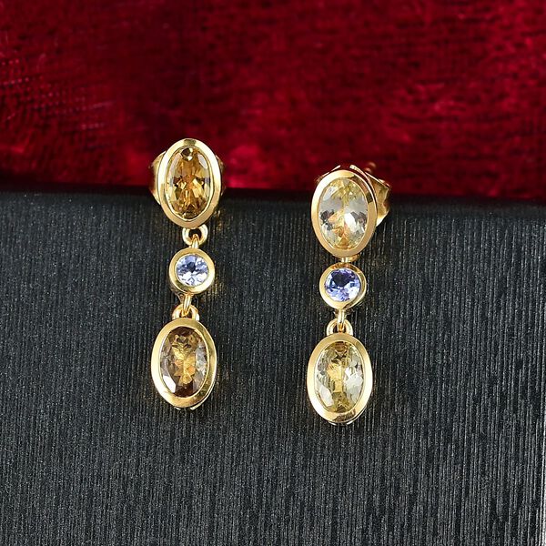 D'Joy Nat&uuml;rliche goldene Tansanit und Tansanit Ohrringe - 1,78 ct. image number 2