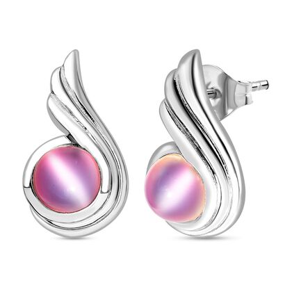 Flamingo Mondstein Ohrringe 925 Silber rhodiniert ca. 3.11 ct