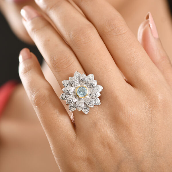 EverTrue himmelblauer Topas zweifarbiger Ring - 1 ct. image number 2