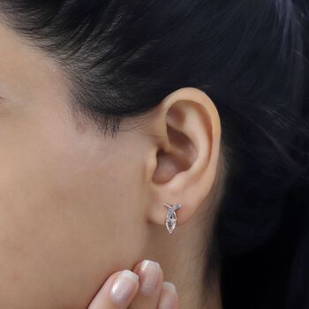 AA Morganit, Wei&szlig;er Zirkon Ohrringe 925 Silber 750 Ros&eacute;gold Vermeil ca. 0,88 ct.