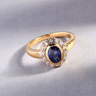 Masoala Saphir und Zirkon-Halo-Ring, 925 Silber vergoldet, 1,27 ct. image number 1