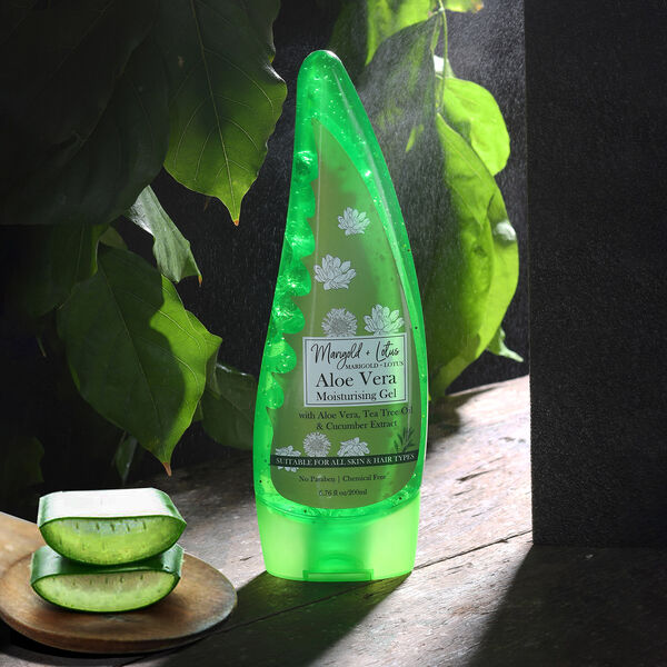 MARIGOLD + LOTUS - Natürliches Aloe Vera Feuchtigkeitsgel für Haut und Haar, 200ml image number 2